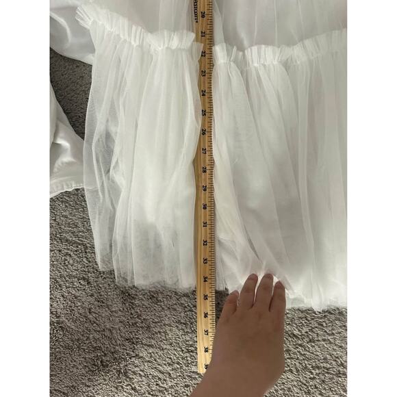 Aura Women’s Tulle Bridal Tiered Wedding Party Classic White Dress Sz S - Picture 8 of 8